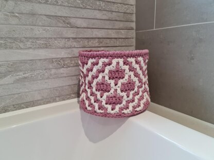 Mosaic crochet rug and basket