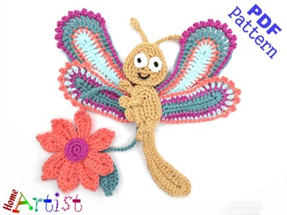 Dragonfly crochet applique pattern