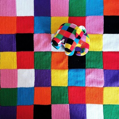 Patchwork rainbow Elmer inspired blanket