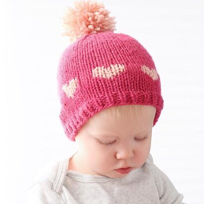 Little Valentine Fair Isle Heart Hat - knitting pattern