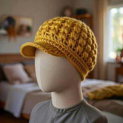 Crochet Beanie Hat Pattern + Video – Popcorn Stitch Bonnet PDF