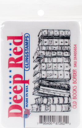 Deep Red Stamps Deep Red Cling Stamp 3.2"X1.5" - Old Books Border