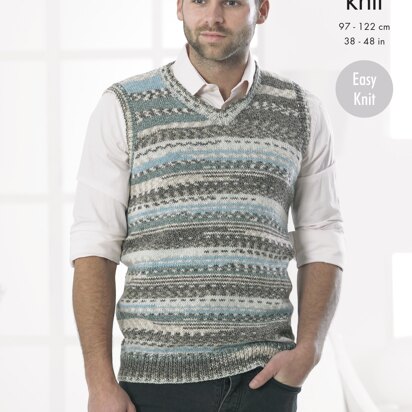 Mens Slipover & Waistcoat in King Cole DK - 4260 - Downloadable PDF