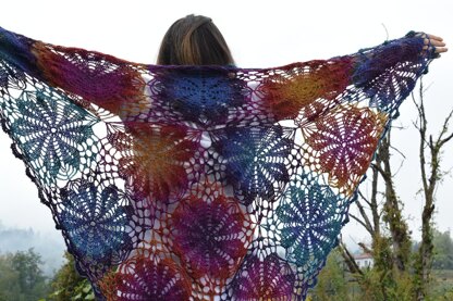 Flower scarf and shawl in one.