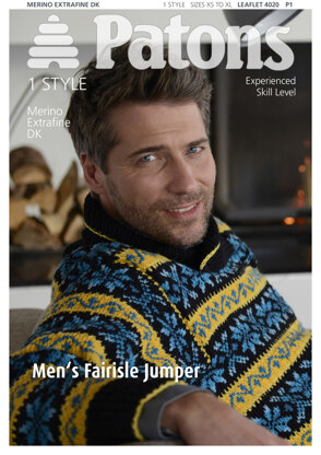 Men's Fairisle Jumper in Patons Merino Extrafine DK - 4020