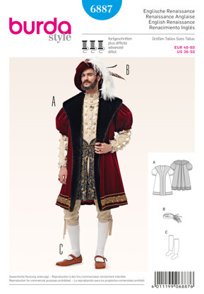 Burda Style historical costumes Sewing Pattern B6887 - Paper Pattern, Size 36 - 50