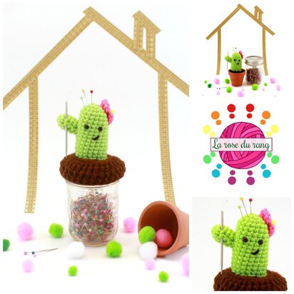 Cactus  jar topper pin cushion