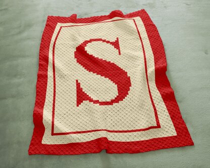 Initial Letter S Blanket C2C Crochet Pattern Alphabet Afghan Kids Room Decor Throw