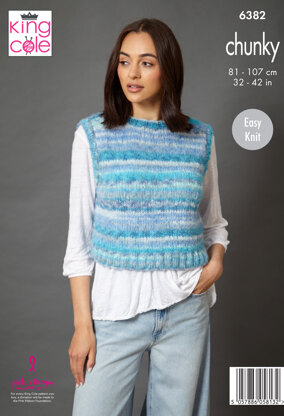 Waistcoat and Tank Top in King Cole Flair Chunky - 6382 - Leaflet