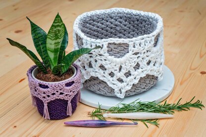 Lace Top Crochet Basket