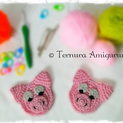 Applique of pig crochet pattern