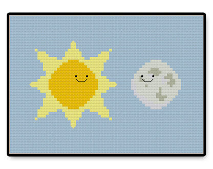 Sun and Moon Kawaii - PDF Cross Stitch Pattern