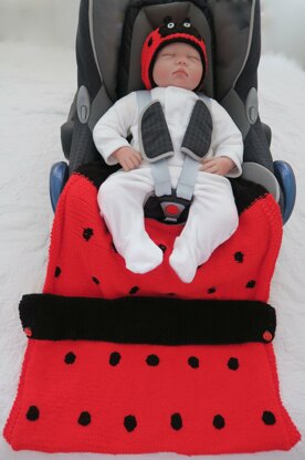 Ladybird Baby Car Seat Blanket + Hat