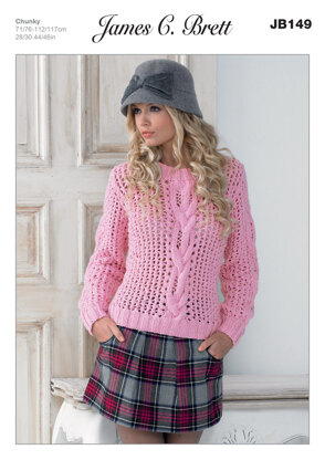 Ladies' Sweater in James C. Brett Chunky with Merino - JB149