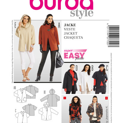 Burda Jacket Sewing Pattern B7700 - Paper Pattern, Size 12-24