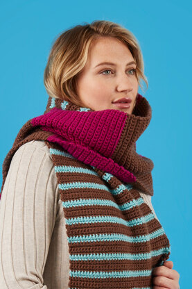 Spirited Striped Scarf - Free Crochet Pattern for Women in Paintbox Yarns 100% Wool Chunky Superwash by Paintbox Yarns