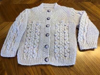Girls Cable and Bobble Knitted Cardigan (3-24mths)