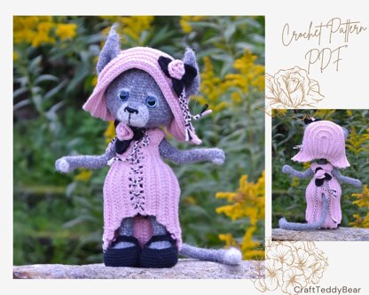 Doll Clothes Сrochet pattern: Outfit Rose for Little animal.