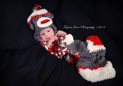 Baby Sock Monkey Hat & Sock Cocoon Pattern