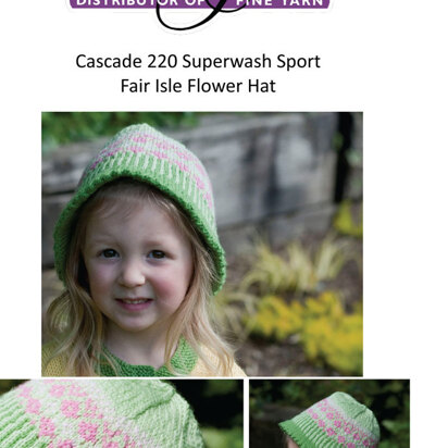 Fair Isle Flower Hat in Cascade 220 Superwash Sport - DK155 - Free PDF