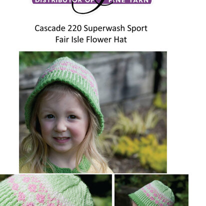 Fair Isle Flower Hat in Cascade 220 Superwash Sport - DK155