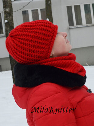 Fancy Twist Hat and Cowl Set