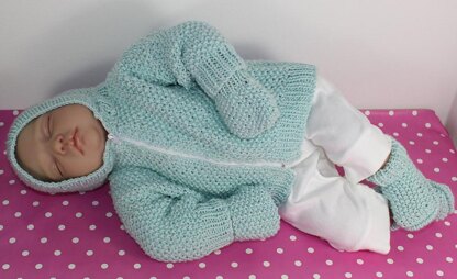 Baby Moss Stitch Hoodie, Mittens & Booties