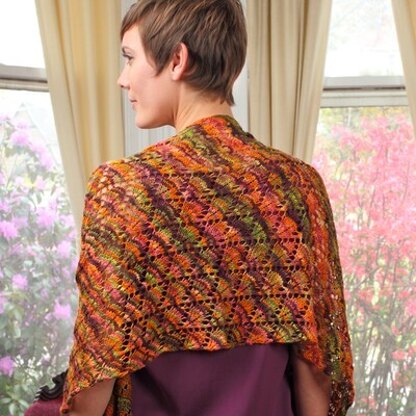 120 Falling Leaves Shawl - Knitting Pattern for Women in Valley Yarns Charlemont