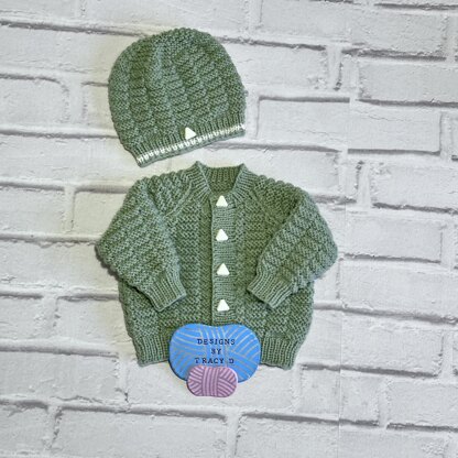 Ace Baby Cardigan, Hat & Bonnet 0-6mths