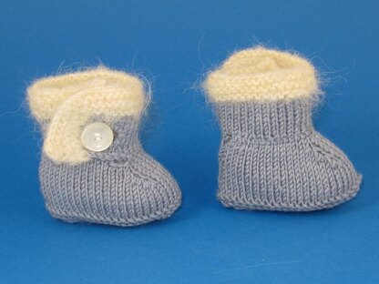 Baby Short Fur Trim One Button Booties (Bootees)