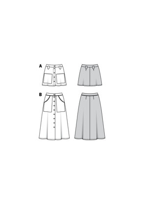 Burda Style Misses' Skirts, Front Fastening, Mini or Midi Length with Pocket Variations B6252 - Paper Pattern, Size 8-18