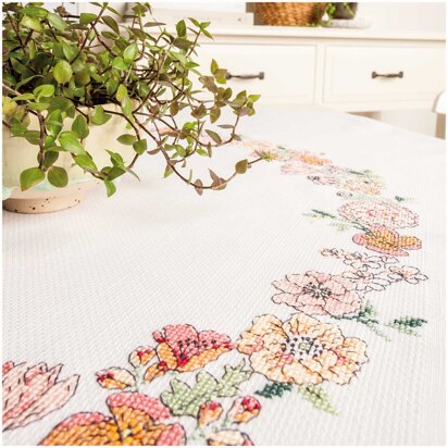 Rico Flower Wreath Tablecloth Cross Stitch Kit - 90 x 90cm