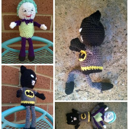 Crochet Pattern Batman and the Joker Topsy Turvy/reversible Doll! 2 dolls in 1!