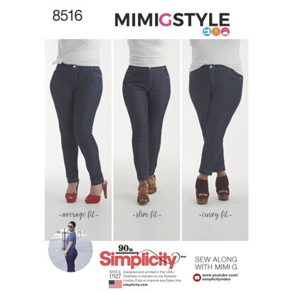 Simplicity Pattern 8516 Misses' Mimi G Skinny Jeans 8516 - Sewing Pattern