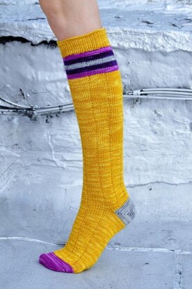 Roller Girl Heart Knee Patch Striped Socks