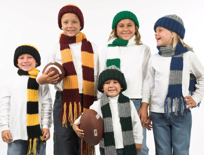 Team Scarves & Hats in Plymouth Encore Worsted - F215