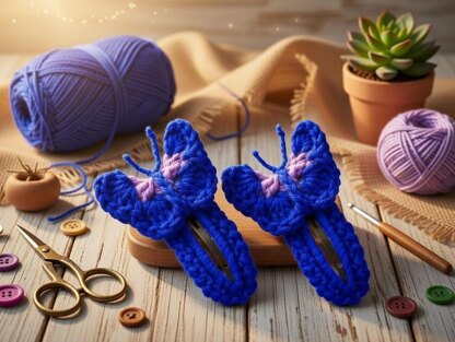 Crochet Butterfly Hair Clip Pdf + Video Tutorials