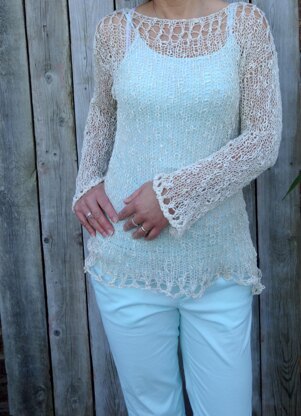 Soft Blue Beautifully Lace-Inspired Sweater