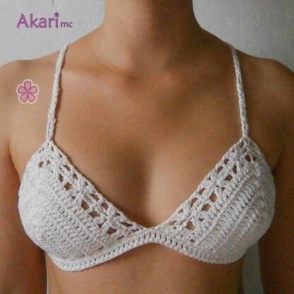 Boho bikini top with lace flowers. ADABANA _ L05