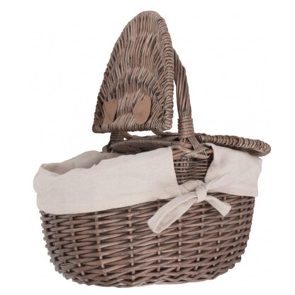 Willow Direct Small Antique Wash Finish Oval Picnic Basket With White Lining - 300x230x170mm
