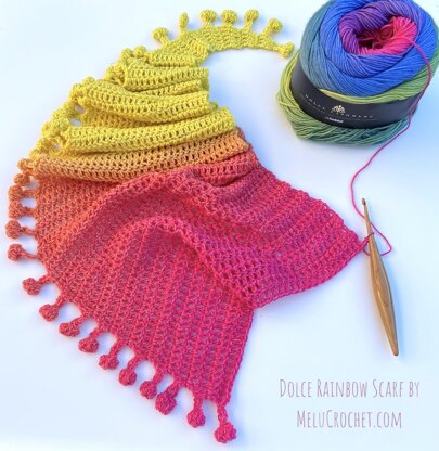 Dolce Rainbow Scarf by Melu Crochet