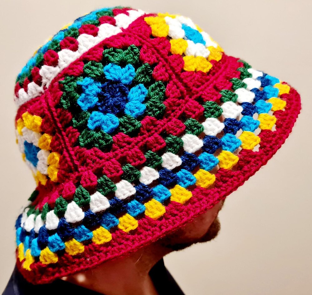 Crochet Hat, Crochet Bucket Hat, Knit Bucket Hat, Granny Square Hat, Granny Square online Crochet Bucket Hat, Handmade Crochet Hat