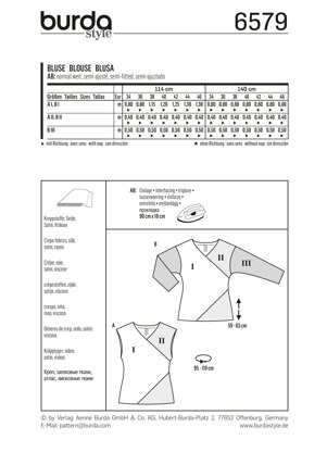 Burda Style Blouse B6579 - Paper Pattern, Size 8-20