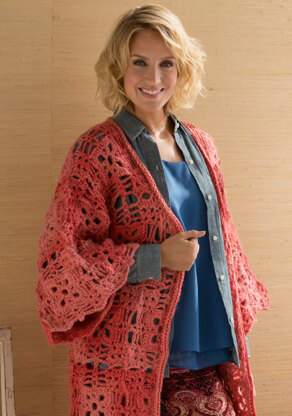 .Long & Lacy Duster in Red Heart Boutique Infinity - LW4639 - Downloadable PDF