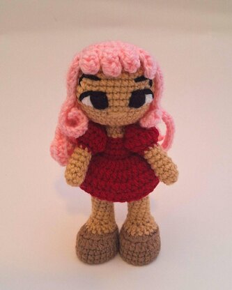 Red Rainbow Crochet Doll Pattern 3 Levels in 1