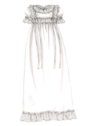 McCall's Infants' Christening Gown Rompers With Snap Crotch In 2 Lengths and Bonnets M6221 - Paper