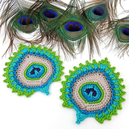 Peacock Feather Motif, Garland, Coaster Nemali