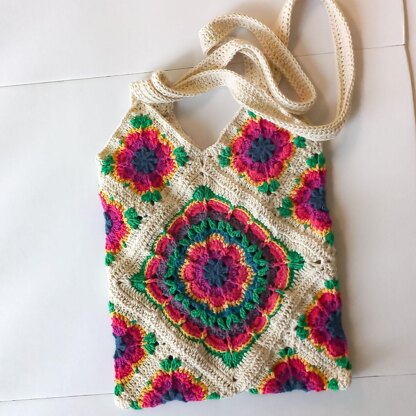 Crazy Daisy Squares Totebag