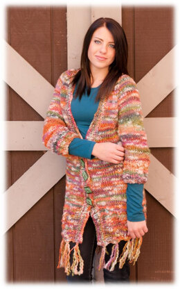 Women’s Braided Cable Cardigan in Plymouth Yarn Sophia Tweed - 2774