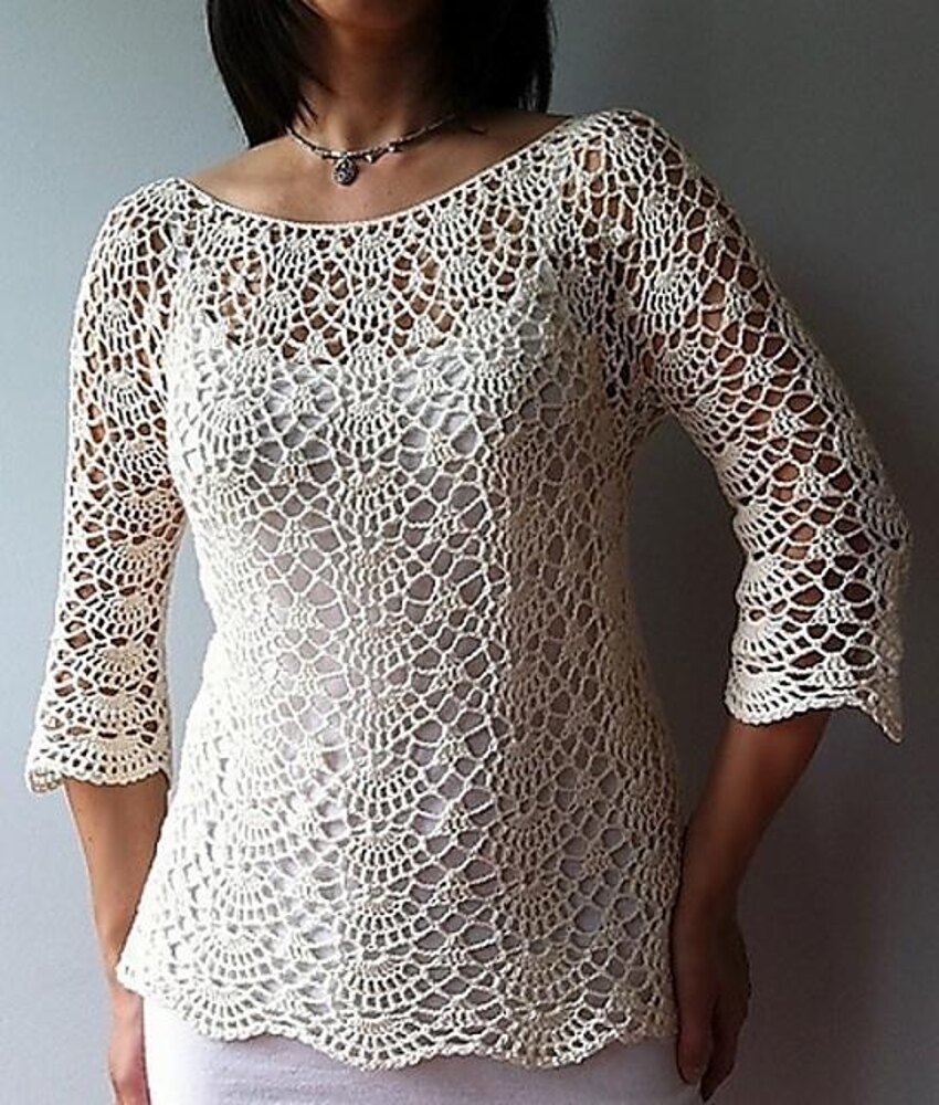 White Lace Sweater pattern by Tania Skalozub